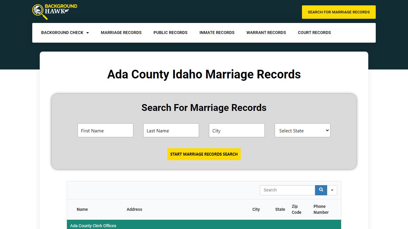 Marriage Records in Ada County , Idaho
