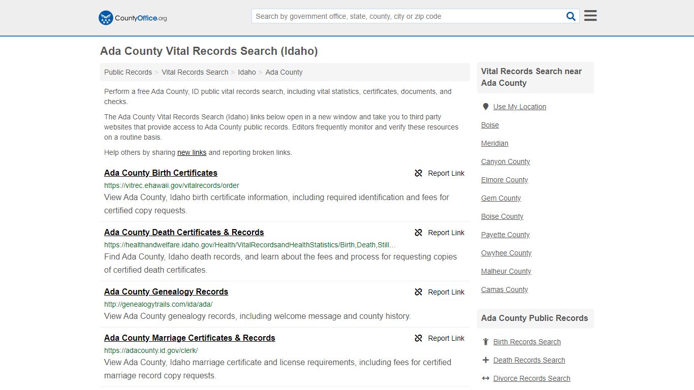 Vital Records Search - Ada County, ID (Birth, Death ...